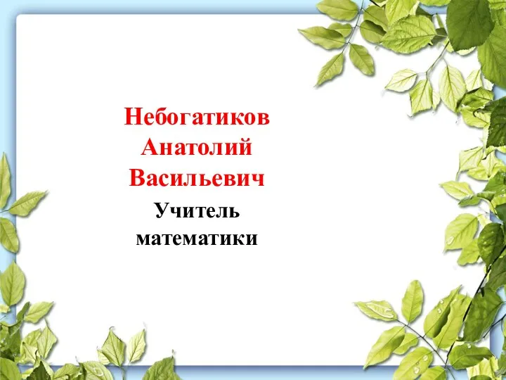 Небогатиков Анатолий Васильевич Учитель математики