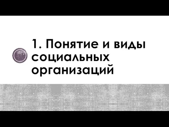 1. Понятие и виды социальных организаций