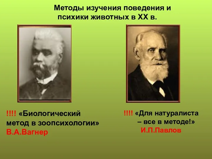 !!!! «Для натуралиста – все в методе!» И.П.Павлов Методы изучения поведения