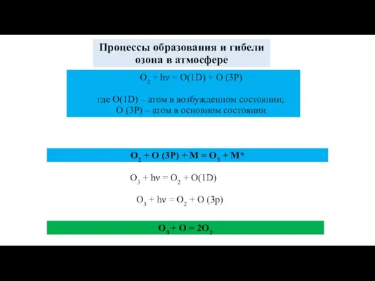 О2 + O (3Р) + М = О3 + М* О2