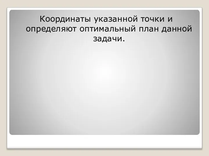 Координаты указанной точки и определяют оптимальный план данной задачи.