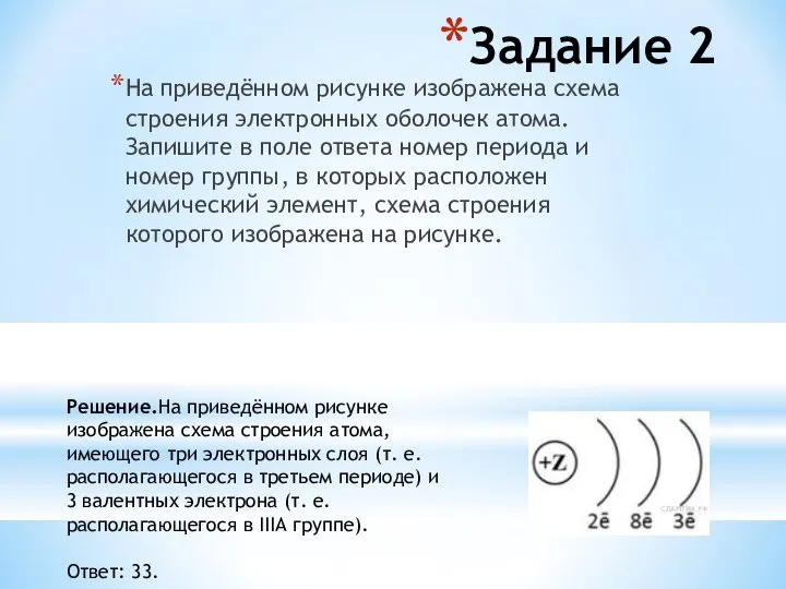 На приведённом рисунке изображена схема строения электронных оболочек атома. Запишите в