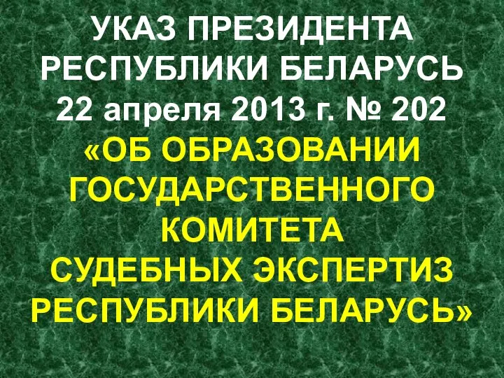 УКАЗ ПРЕЗИДЕНТА РЕСПУБЛИКИ БЕЛАРУСЬ 22 апреля 2013 г. № 202 «ОБ