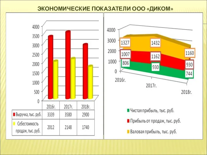 ЭКОНОМИЧЕСКИЕ ПОКАЗАТЕЛИ ООО «ДИКОМ»