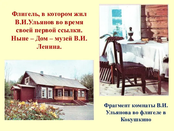 Флигель, в котором жил В.И.Ульянов во время своей первой ссылки. Ныне