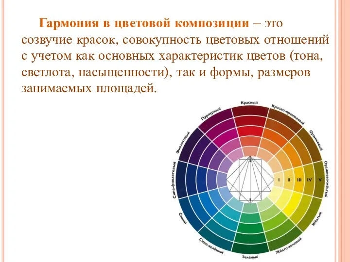 Гармония в цветовой композиции – это созвучие красок, совокупность цветовых отношений