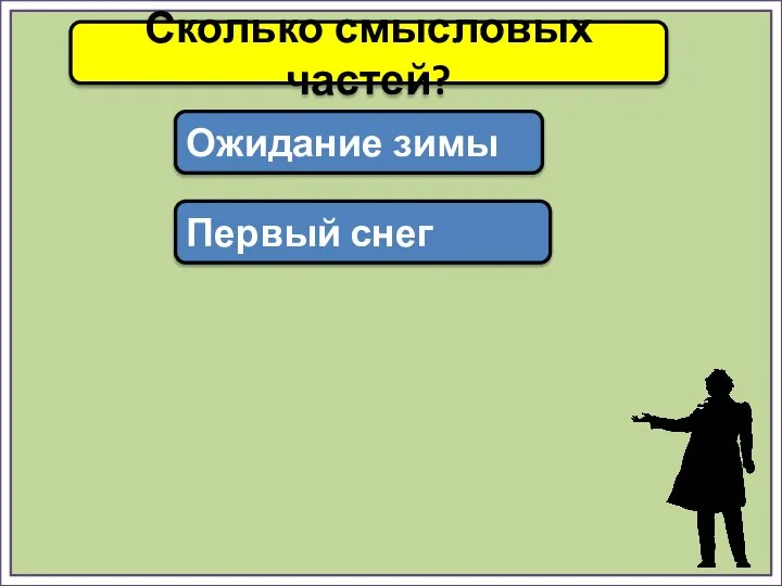 Сколько смысловых частей? Ожидание зимы Первый снег