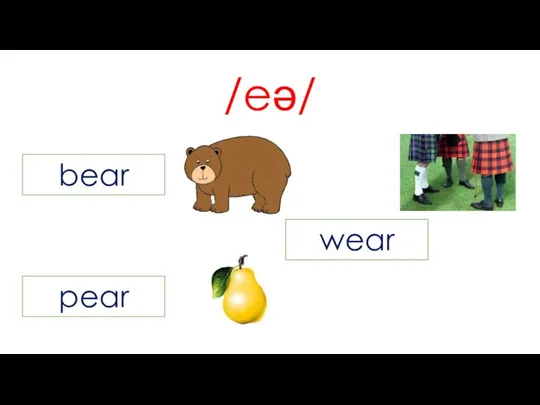 /eə/ bear pear wear