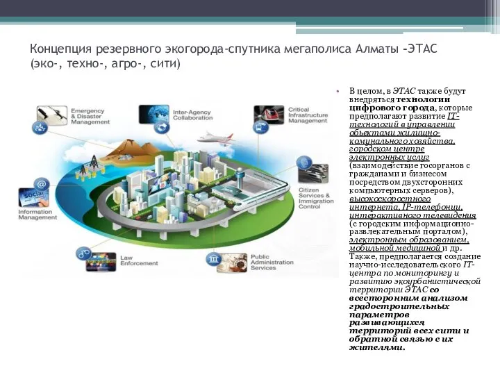 Концепция резервного экогорода-спутника мегаполиса Алматы -ЭТАС (эко-, техно-, агро-, сити) В