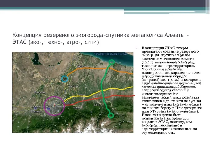 Концепция резервного экогорода-спутника мегаполиса Алматы -ЭТАС (эко-, техно-, агро-, сити) В