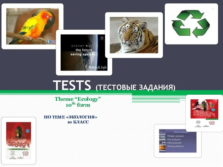 TESTS (ТЕСТОВЫЕ ЗАДАНИЯ) Theme “Ecology” 10th form ПО ТЕМЕ «ЭКОЛОГИЯ» 10 КЛАСС