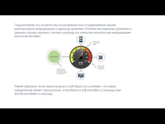Подключения это количество получаемой или отправляемой вашим компьютером информации в единицу