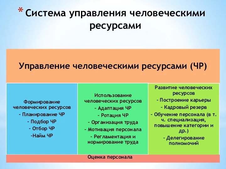 Система управления человеческими ресурсами Оценка персонала