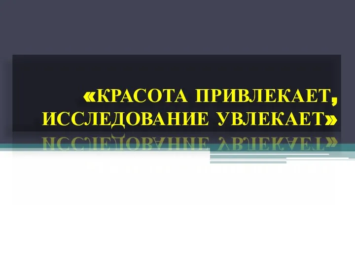 «КРАСОТА ПРИВЛЕКАЕТ, ИССЛЕДОВАНИЕ УВЛЕКАЕТ»