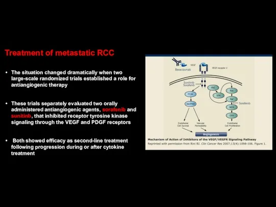 Treatment of metastatic RCC The situation changed dramatically when two large-scale