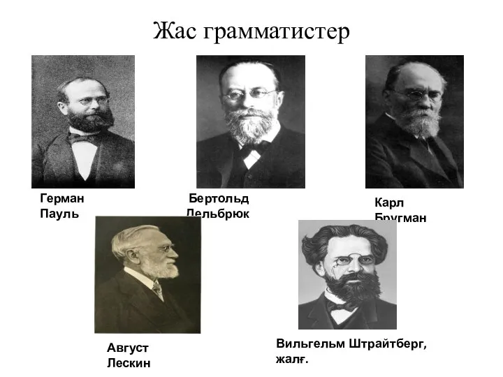 Карл Бругман Герман Пауль Бертольд Дельбрюк Август Лескин Вильгельм Штрайтберг, жалғ. Жас грамматистер