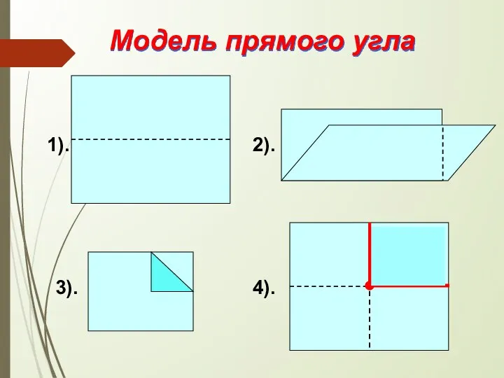 2). 3). 1). 4). Модель прямого угла