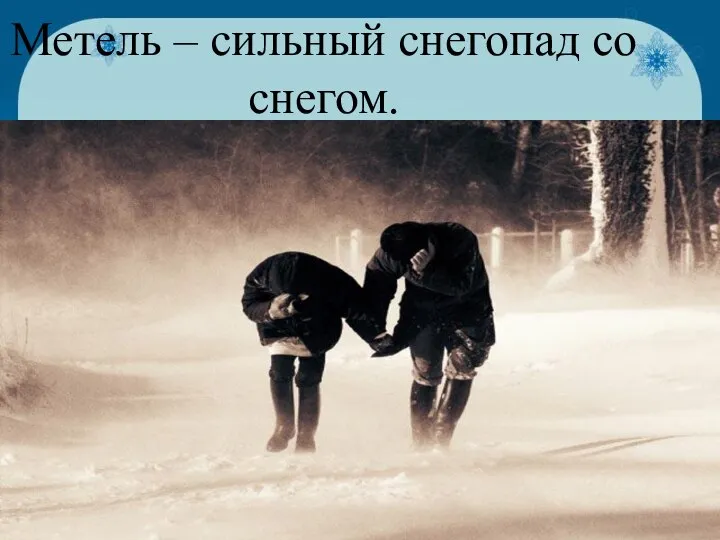 Метель – сильный снегопад со снегом.