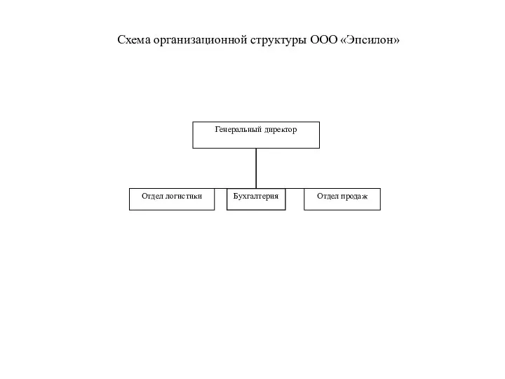 7 7 Генеральный директор Отдел логистики Бухгалтерия Отдел продаж Схема организационной структуры ООО «Эпсилон»