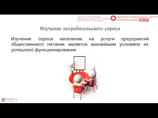 Изучение потребительского спроса Изучение спроса населения на услуги предприятий общественного питания