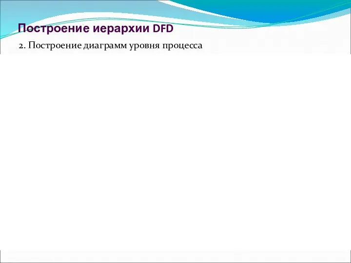 Построение иерархии DFD 2. Построение диаграмм уровня процесса