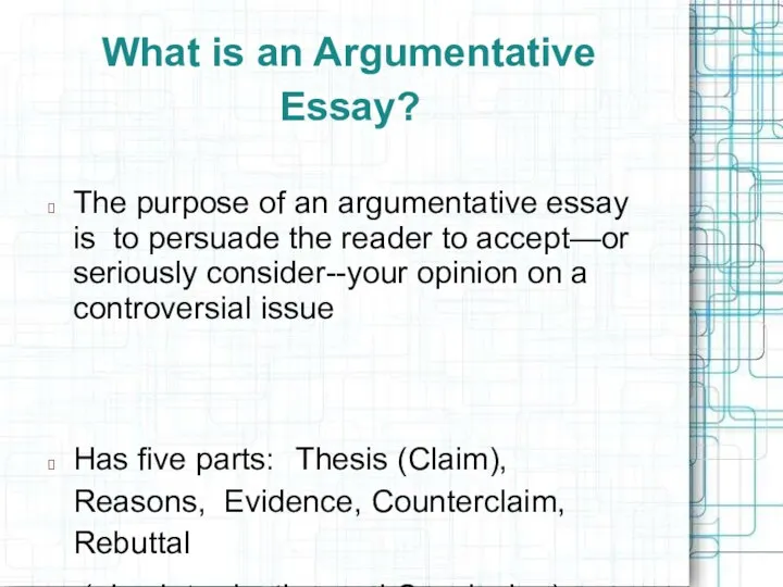 What is an Argumentative Essay? ? The purpose of an argumentative