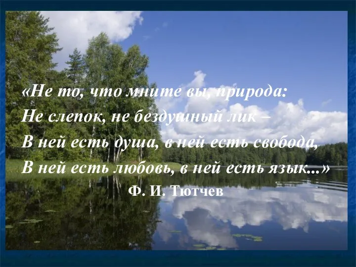 «Не то, что мните вы, природа: Не слепок, не бездушный лик