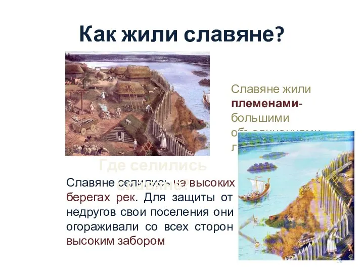 Как жили славяне? Славяне жили племенами- большими объединениями людей. Славяне селились