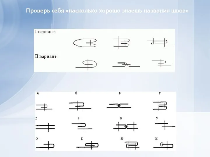 Проверь себя «насколько хорошо знаешь названия швов»