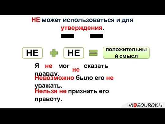 НЕ может использоваться и для утверждения. НЕ Я не мог сказать