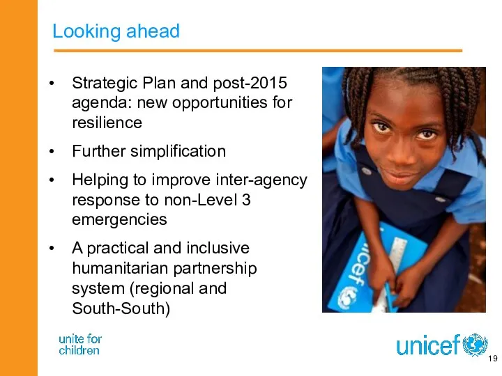 Looking ahead Strategic Plan and post-2015 agenda: new opportunities for resilience