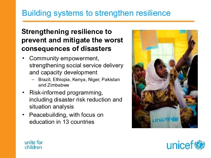 Building systems to strengthen resilience Community empowerment, strengthening social service delivery