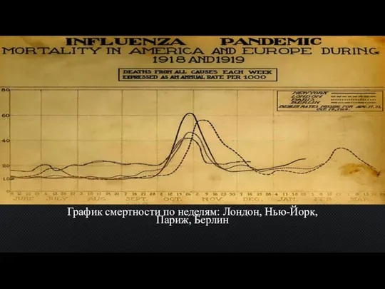 График смертности по неделям: Лондон, Нью-Йорк, Париж, Берлин