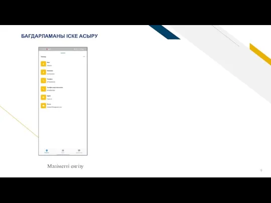 БАҒДАРЛАМАНЫ ІСКЕ АСЫРУ Мәліметті енгізу