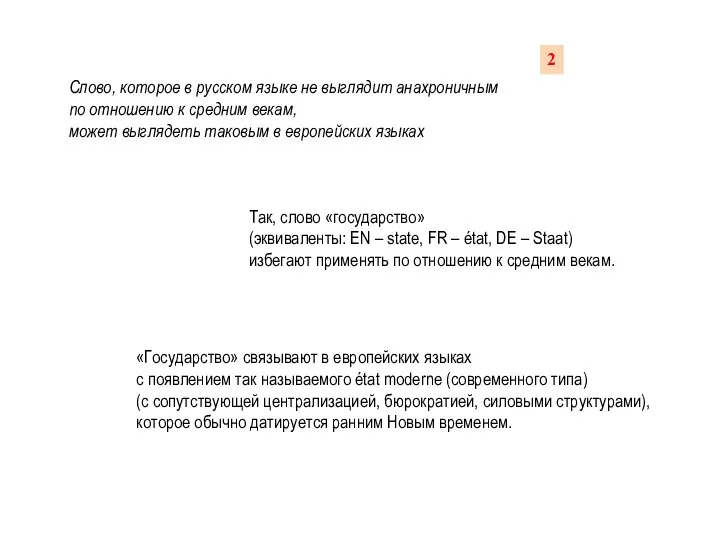 Слово, которое в русском языке не выглядит анахроничным по отношению к