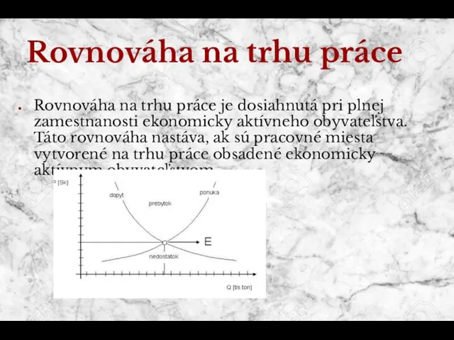 Rovnováha na trhu práce Rovnováha na trhu práce je dosiahnutá pri