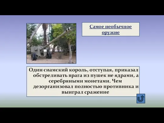 Самое необычное оружие Один сиамский король, отступая, приказал обстреливать врага из