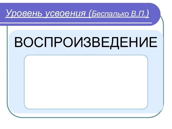 Уровень усвоения (Беспалько В.П.)