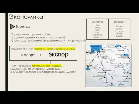 Экономика Торговля Расширение торговли за счет: Создания крупных купеческих компаний Строительства