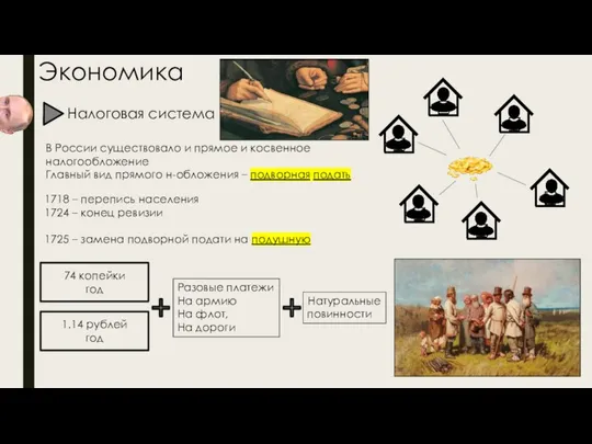 Экономика Налоговая система В России существовало и прямое и косвенное налогообложение