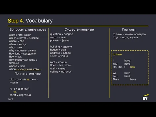 Step 4. Vocabulary What = что, какой Which = который, какой