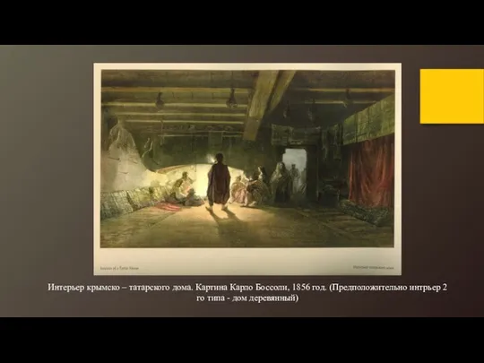 Интерьер крымско – татарского дома. Картина Карло Боссоли, 1856 год. (Предположительно