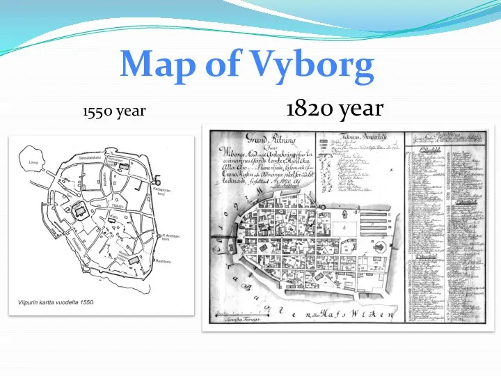 1550 year Map of Vyborg 1820 year