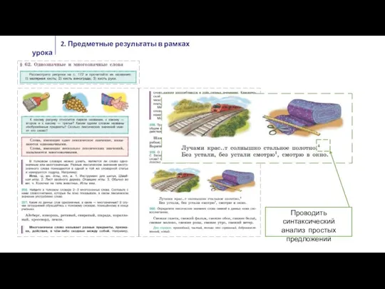 2. Предметные результаты в рамках урока Проводить синтаксический анализ простых предложений