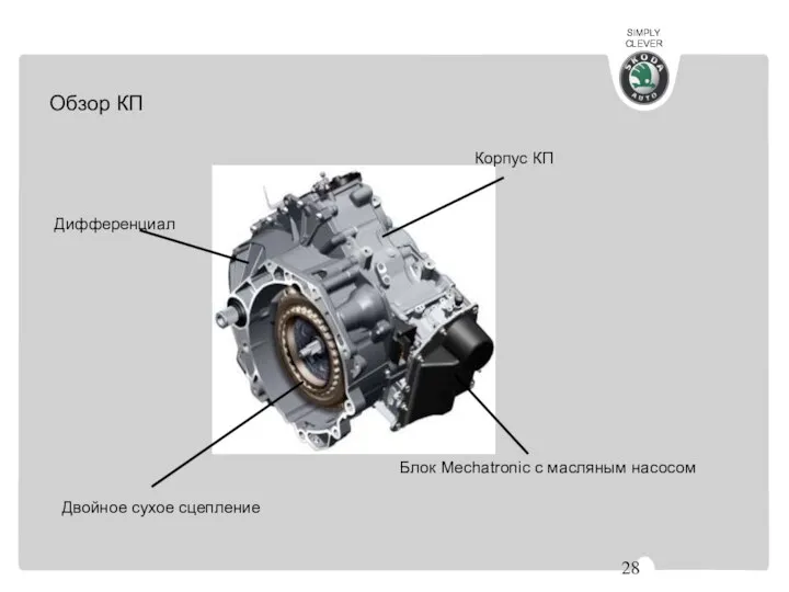 Обзор КП Дифференциал Двойное сухое сцепление Блок Mechatronic с масляным насосом Корпус КП