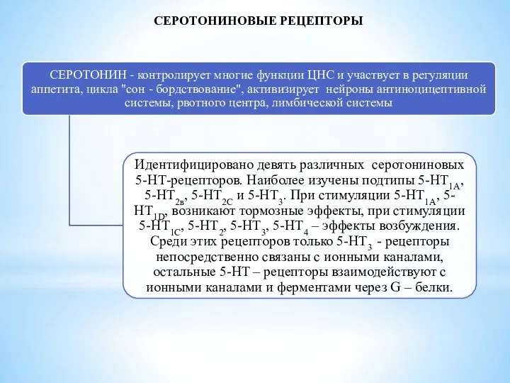 СЕРОТОНИНОВЫЕ РЕЦЕПТОРЫ