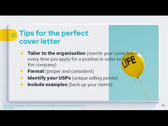 Tips for the perfect cover letter Tailor to the organisation (rewrite