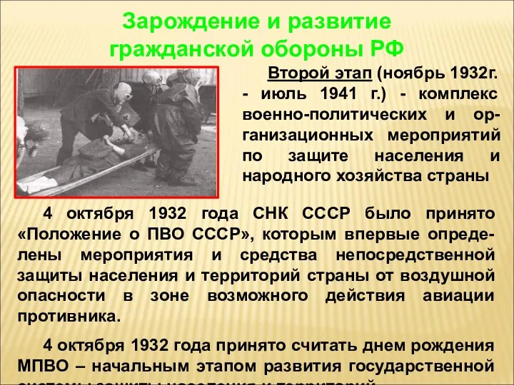 4 октября 1932 года СНК СССР было принято «Положение о ПВО