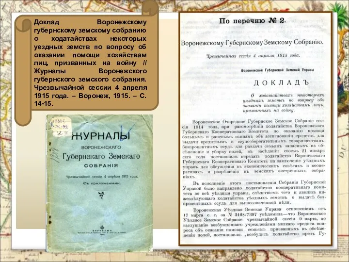 Доклад Воронежскому губернскому земскому собранию о ходатайствах некоторых уездных земств по