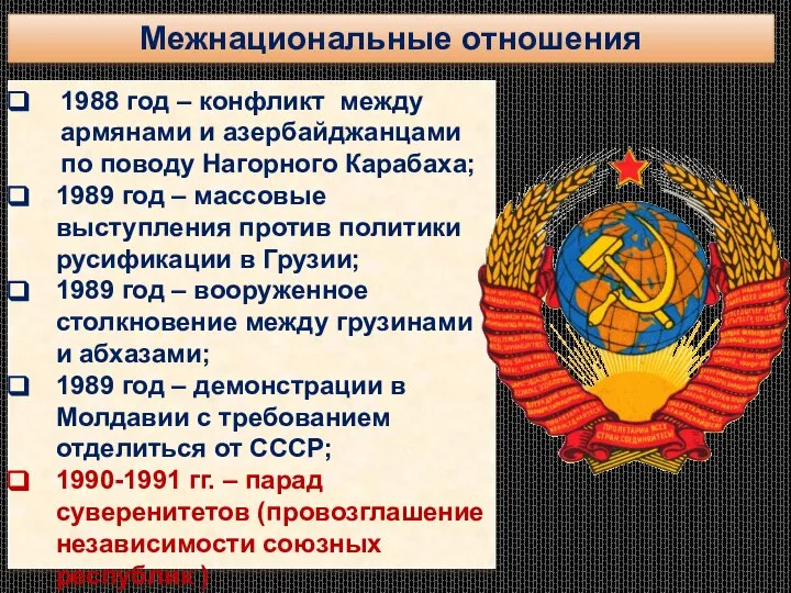 1988 год – конфликт между армянами и азербайджанцами по поводу Нагорного